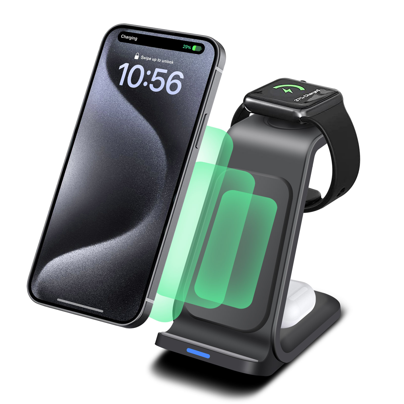 Smartwatch X - Зарядная станция 3 в 1, беспроводное