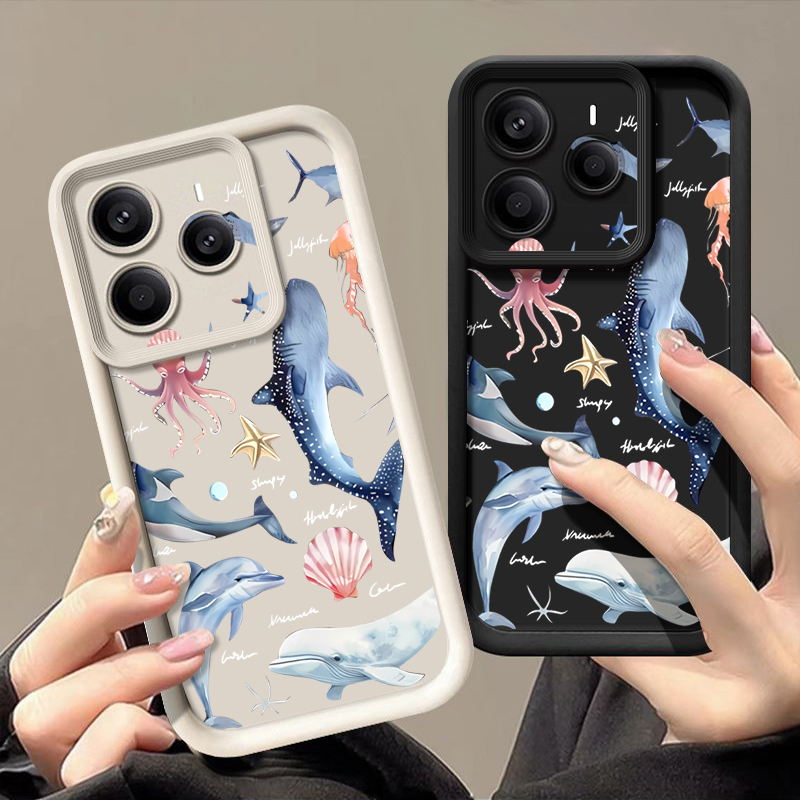 Xiaomi Redmi Note 13 - Мягкий чехол с милым рисунком дельфина