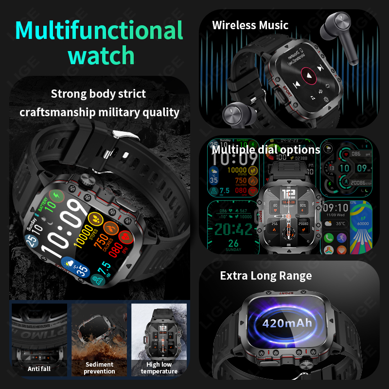 LIGE уличные умные часы для му – обзор и цена Smartwatch Face
