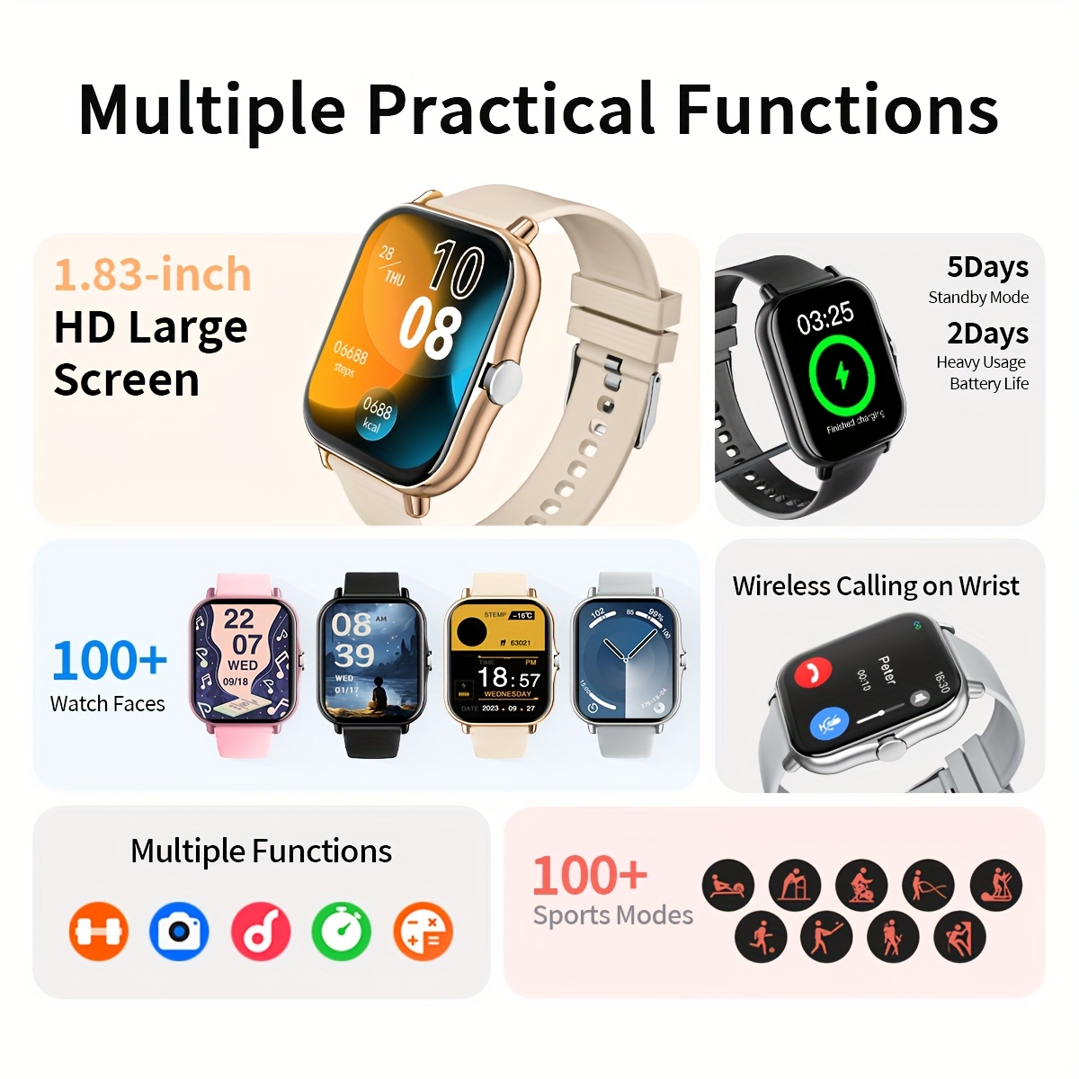 Умные часы с экраном 1,83 дюйм – обзор и цена Smartwatch Instagram